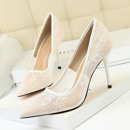 Fiorelle Women’s Valeria Lace Mesh Stiletto Pumps – Pointed-Toe Hollow Elegant Heels (US 3.5–10.5)