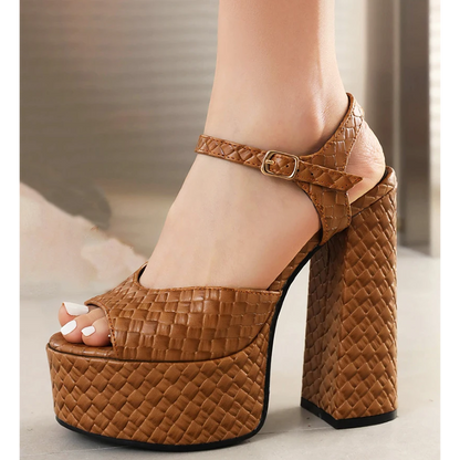 Aria Buckle Leather Heels