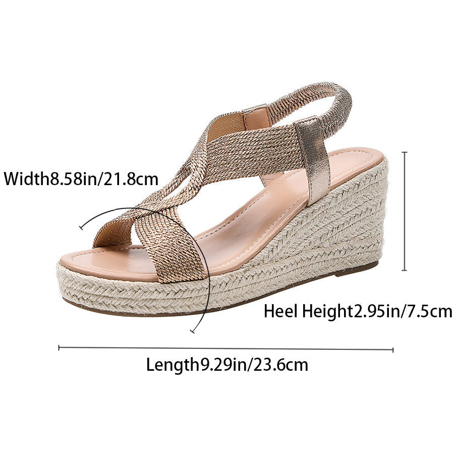 Fiorelle Women's Ria Braid Artisan Platform Wedge Sandals – Sculpted Woven Rope Open-Toe Roman Sandals (US 4–10.5)
