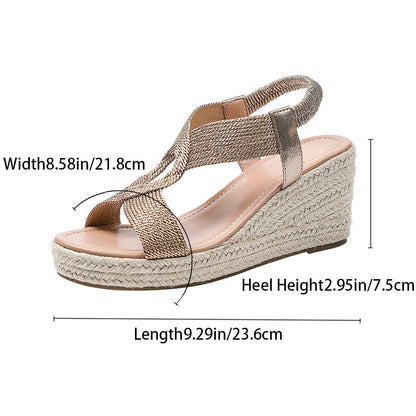 Fiorelle Women's Ria Braid Artisan Platform Wedge Sandals – Sculpted Woven Rope Open-Toe Roman Sandals (US 4–10.5)