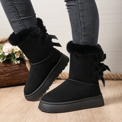 Fiorelle Women’s CozyBow Short Snow Boots – Fleece-Lined Warmth & Anti-Slip Platform (US 5–10)