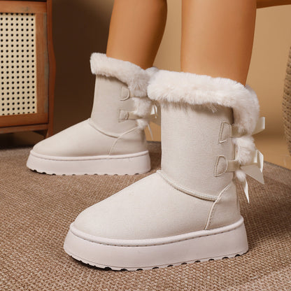 Fiorelle Women’s CozyBow Short Snow Boots – Fleece-Lined Warmth & Anti-Slip Platform (US 5–10)
