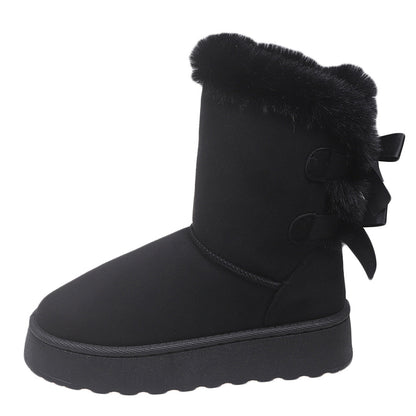 Fiorelle Women’s CozyBow Short Snow Boots – Fleece-Lined Warmth & Anti-Slip Platform (US 5–10)