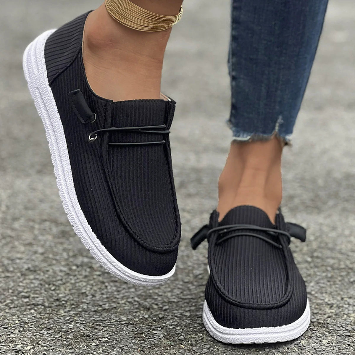 Fiorelle Large size casual shoes spring and autumn new flat-soled low-top loafers for women