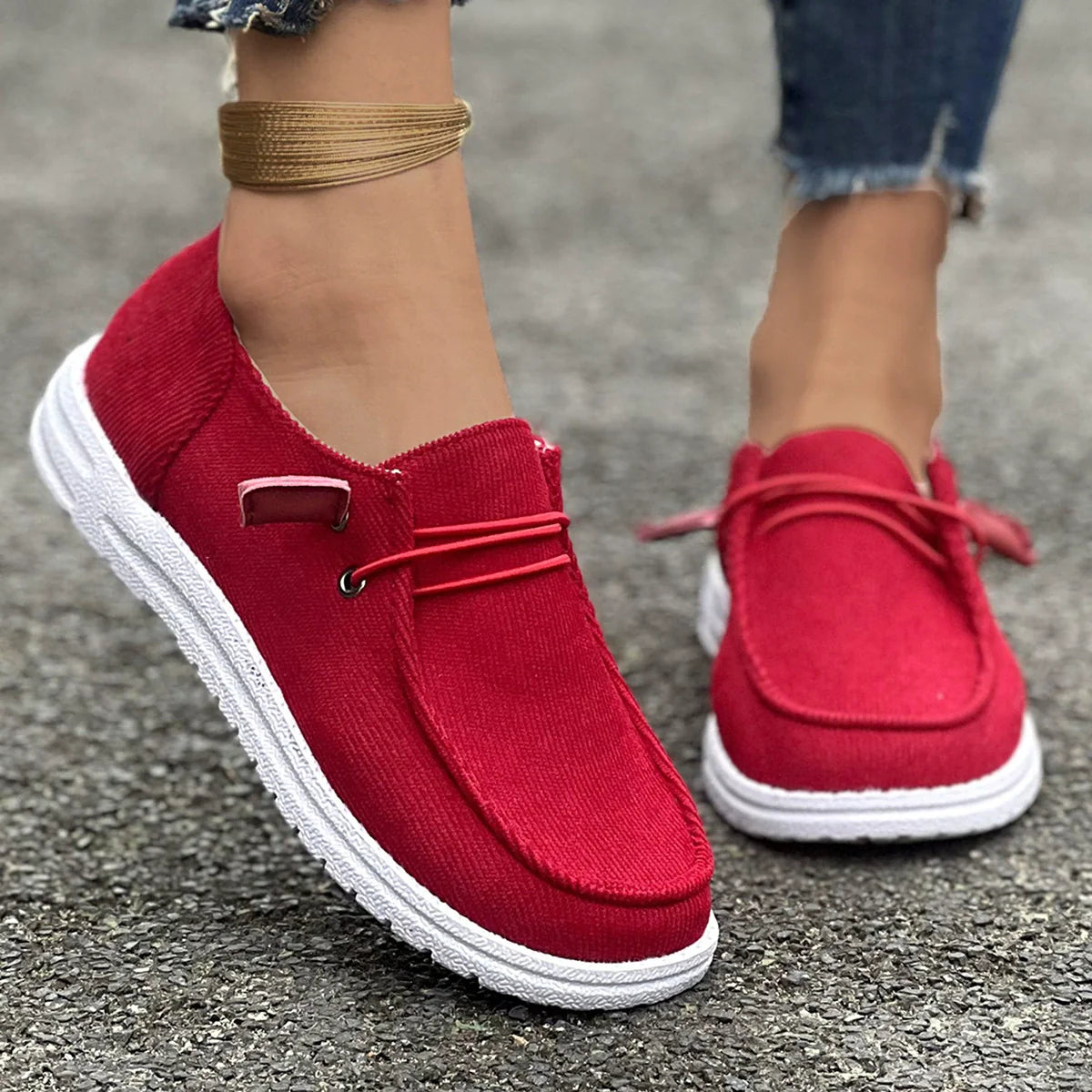 Fiorelle Large size casual shoes spring and autumn new flat-soled low-top loafers for women
