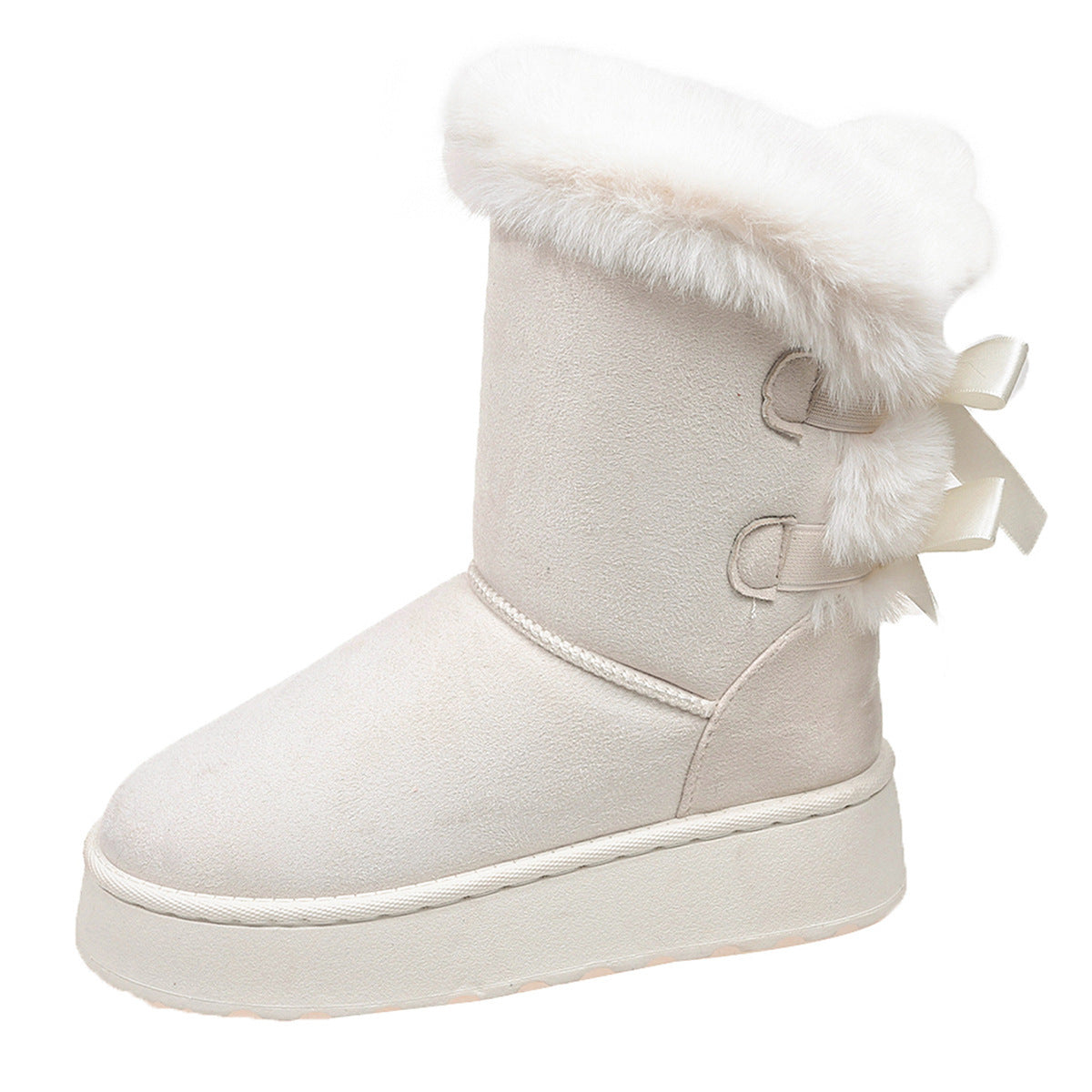 Fiorelle Women’s CozyBow Short Snow Boots – Fleece-Lined Warmth & Anti-Slip Platform (US 5–10)
