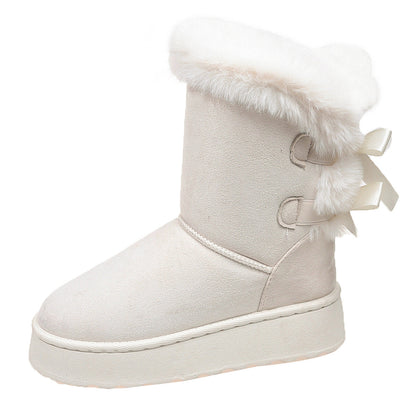 Fiorelle Women’s CozyBow Short Snow Boots – Fleece-Lined Warmth & Anti-Slip Platform (US 5–10)