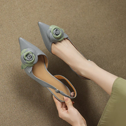 Roselle Bloom Leather Heels
