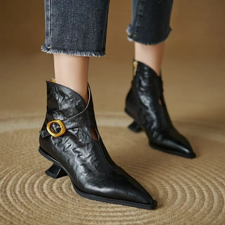 Aurora Leather Buckle Boots