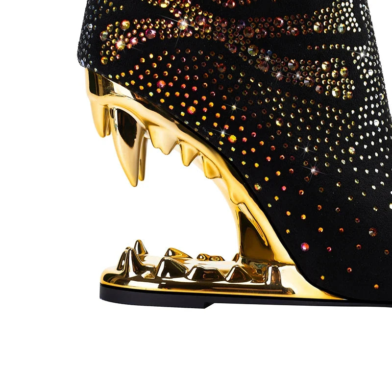 Starlit Wolf Skull Ankle Boots