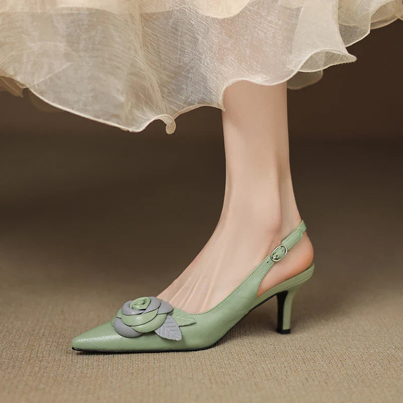 Roselle Bloom Leather Heels