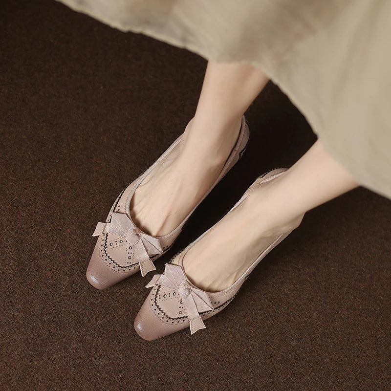 Charlotte Bow Leather Heels