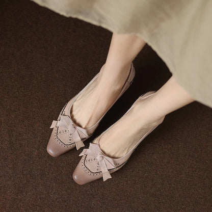 Charlotte Bow Leather Heels