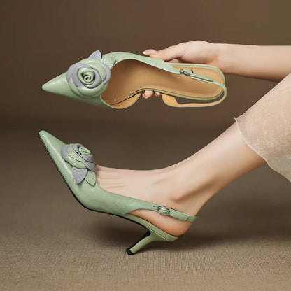 Roselle Bloom Leather Heels