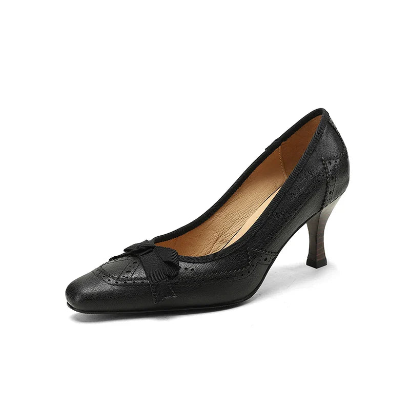 Charlotte Bow Leather Heels