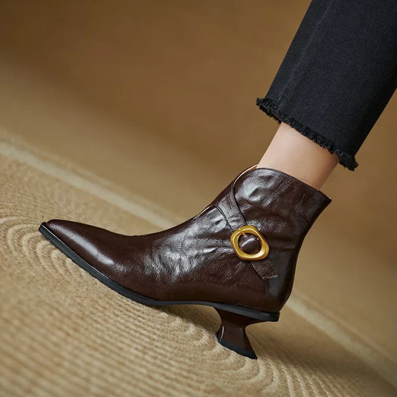 Aurora Leather Buckle Boots