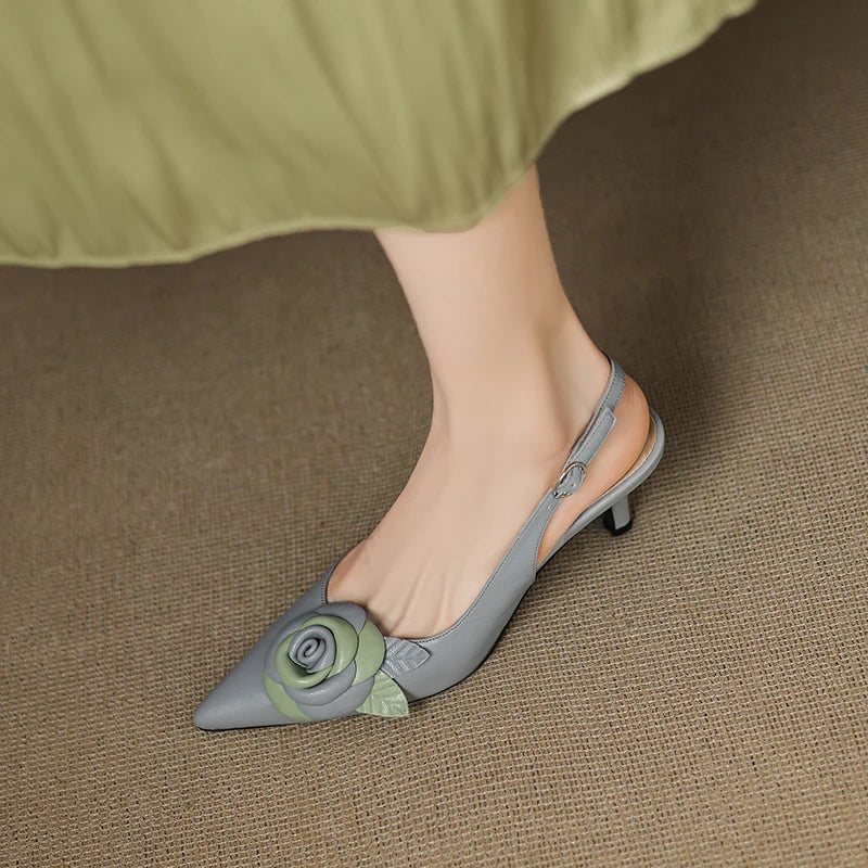 Roselle Bloom Leather Heels