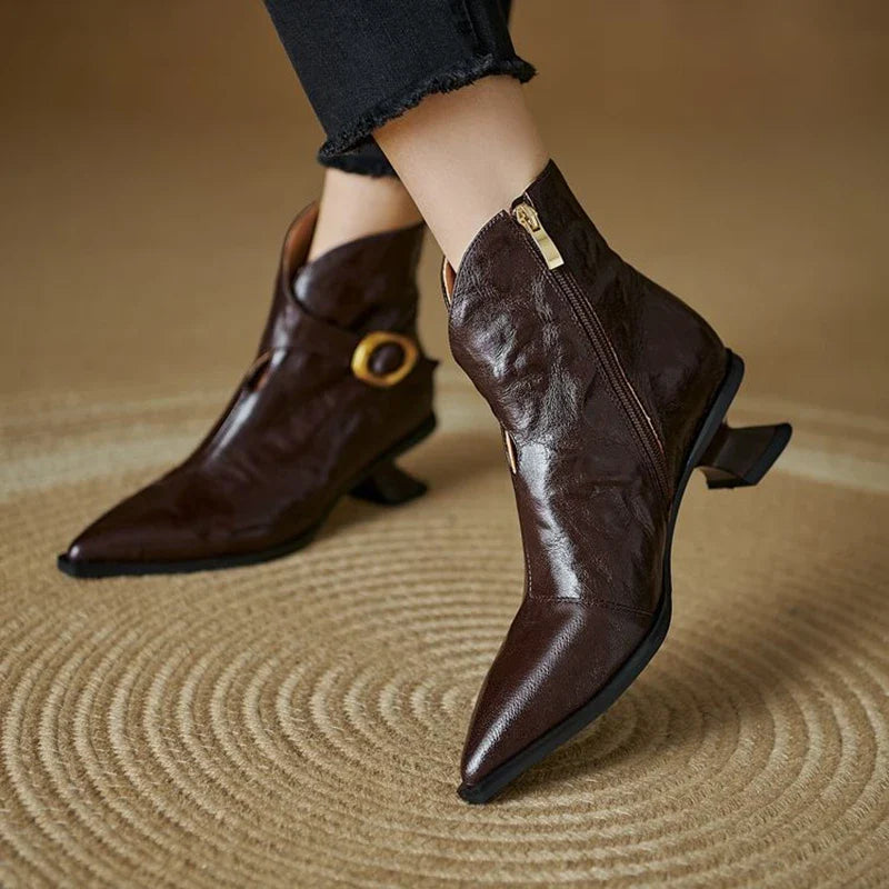 Aurora Leather Buckle Boots