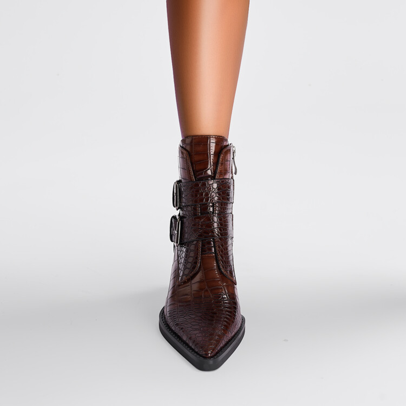 Westline Buckle Leather Boots