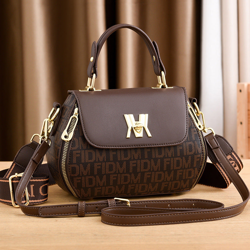 Fiorelle Women's Classic Letter Print Apple Bag - Multi-Way Crossbody Shoulder Tote Handbag Purse