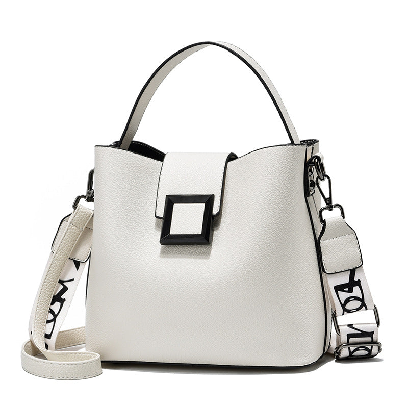 Fiorelle Women’s Signature-Buckle Square Bucket Bag - Premium Convertible Shoulder & Crossbody with Architectural Silhouette & Elevated Minimalism
