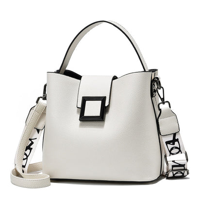 Fiorelle Women’s Signature-Buckle Square Bucket Bag - Premium Convertible Shoulder & Crossbody with Architectural Silhouette & Elevated Minimalism