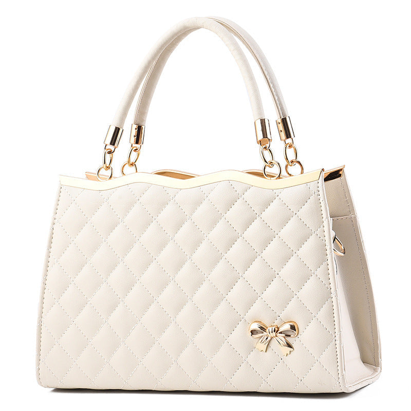 Fiorelle Women's Quilted Bow-Accent Structured Tote Bag – Oversized Shoulder & Crossbody Handbag for Women, Timeless Elegance