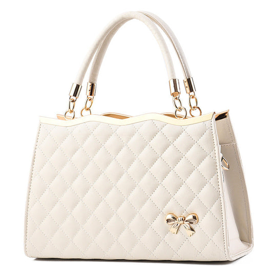 Fiorelle Women's Quilted Bow-Accent Structured Tote Bag – Oversized Shoulder & Crossbody Handbag for Women, Timeless Elegance