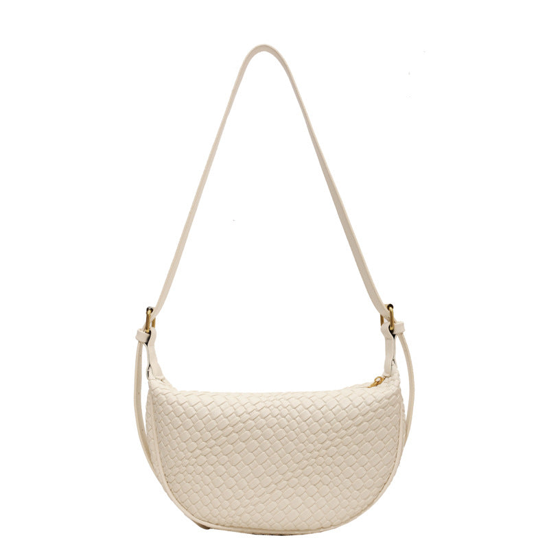 Fiorelle Women's Riviera Bias-Weave Crescent - Convertible Shoulder to Crossbody in French-Inspired Grain