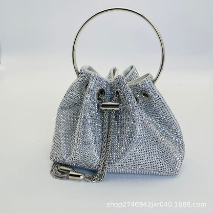 Fiorelle Women's Celestial Cache Bucket - Crystal-Encrusted Drawstring Minaudière with Detachable Constellation Chain