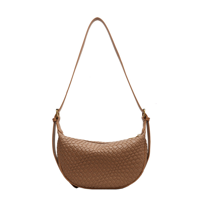 Fiorelle Women's Riviera Bias-Weave Crescent - Convertible Shoulder to Crossbody in French-Inspired Grain