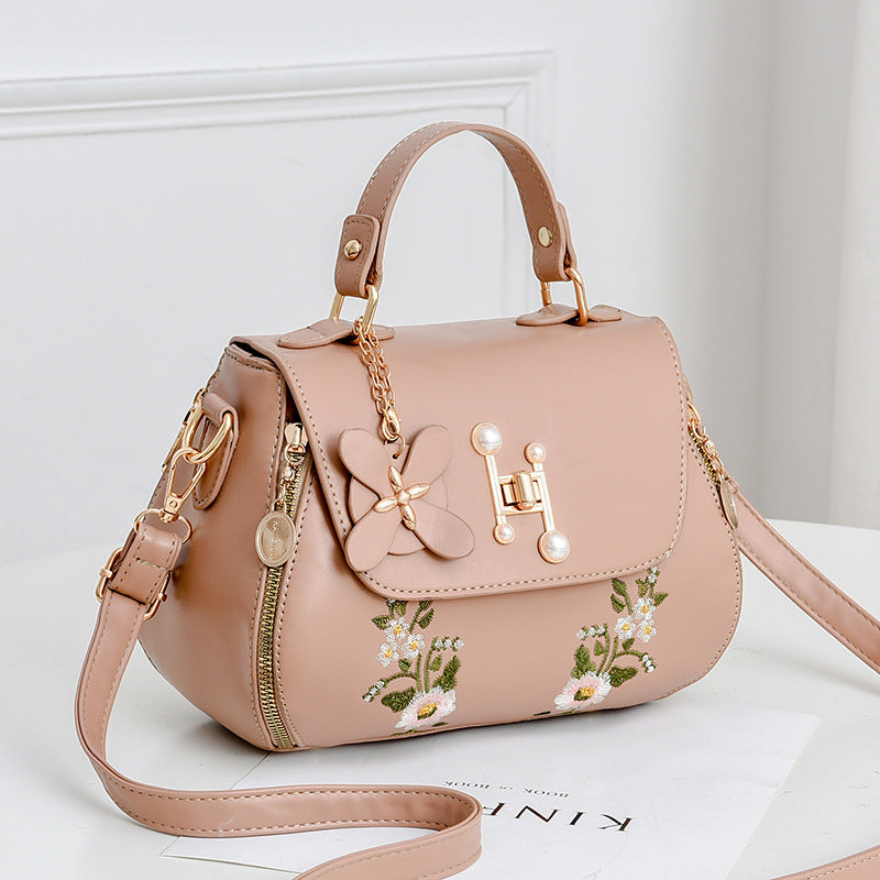 Fiorelle Women's Elegant Embroidered Flap Bucket Bag – Stylish Convertible Crossbody Shoulder Bag