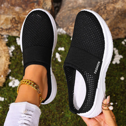 Fiorelle Women’s AirEase Knit Slip-On Mules – Breathable Mesh Casual Flats (US 5–10.5)