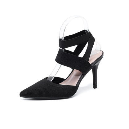 Fiorelle Women’s Amara Fabric Ankle-Strap Stiletto Pumps – Pointed-Toe Hollow Side Elegant Heels (US 4–10.5)