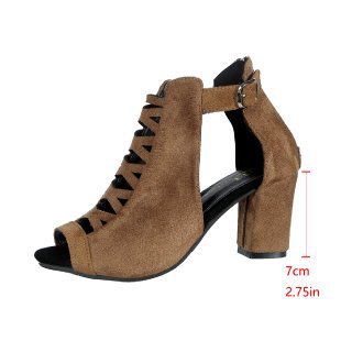 Fiorelle Women's Odette Suede Peep-Toe Cutout Bootie Sandals – Buckle Strap Chunky Heel Sophisticated Boot Sandals (US 3.5–11.5)