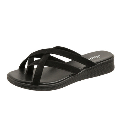 Fiorelle Women’s Vela Flat Toe-Ring Slides – Comfortable Slightly-Heeled Fashion Beach Sandals (US 5–10.5)
