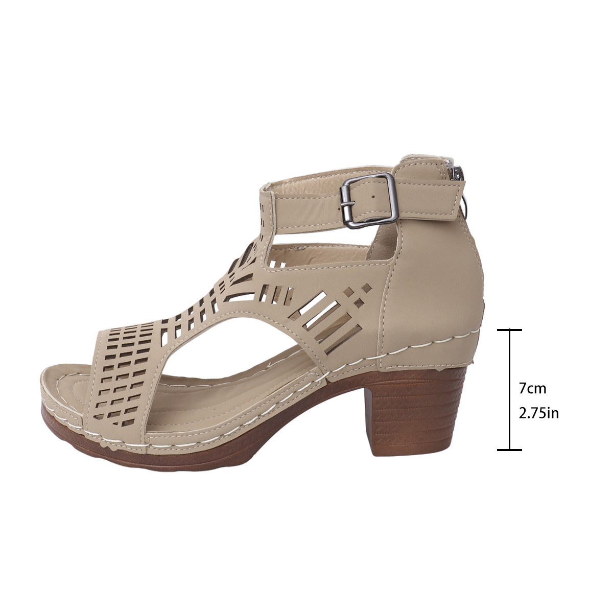 Fiorelle Women’s Cove Buckle Peep-Toe Heels – Cutout Chunky High Heel Sandals (US 5–10.5)