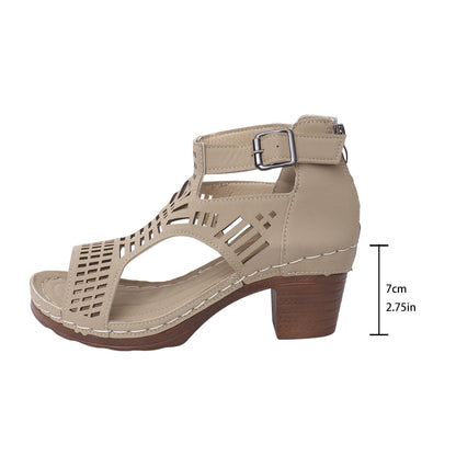 Fiorelle Women’s Cove Buckle Peep-Toe Heels – Cutout Chunky High Heel Sandals (US 5–10.5)