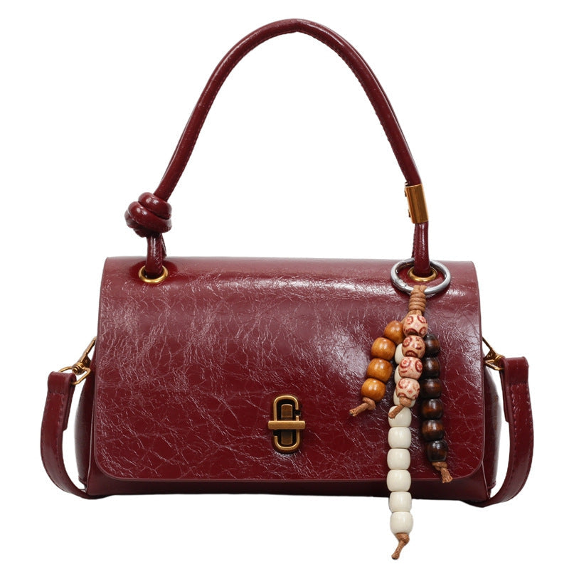 Fiorelle Women’s Lumière Mini Flap Bag – Glossy Waxed PU Leather, Metallic Lock Chain Shoulder & Crossbody Bag