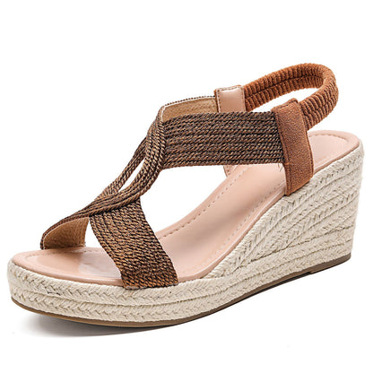 Fiorelle Women's Ria Braid Artisan Platform Wedge Sandals – Sculpted Woven Rope Open-Toe Roman Sandals (US 4–10.5)