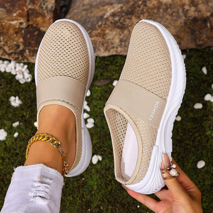 Fiorelle Women’s AirEase Knit Slip-On Mules – Breathable Mesh Casual Flats (US 5–10.5)