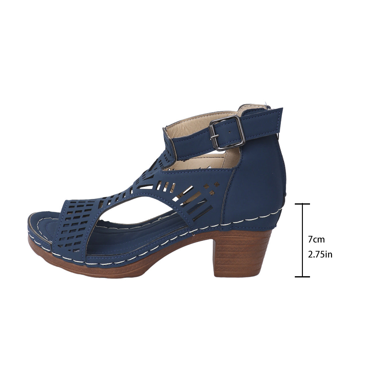 Fiorelle Women’s Cove Buckle Peep-Toe Heels – Cutout Chunky High Heel Sandals (US 5–10.5)