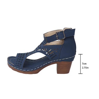 Fiorelle Women’s Cove Buckle Peep-Toe Heels – Cutout Chunky High Heel Sandals (US 5–10.5)