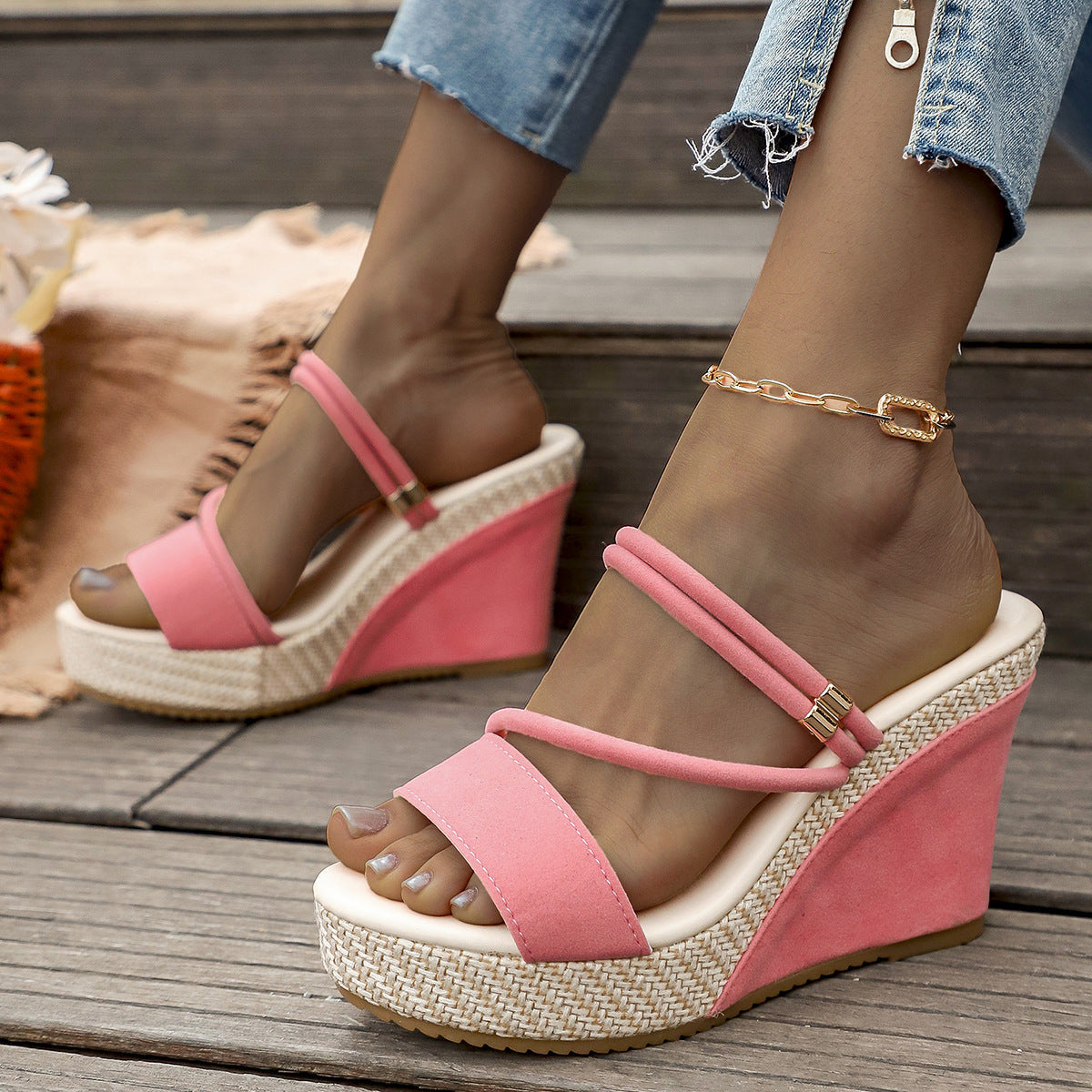 Fiorelle Women’s VelvetAir Ankle-Strap Platform Wedge Sandals – Breathable Suede Elegant Shoes (US 5–10.5)