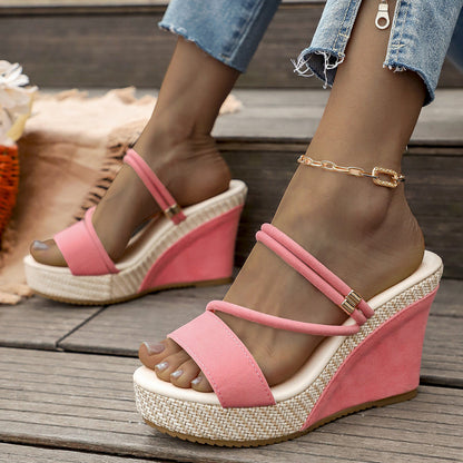 Fiorelle Women’s VelvetAir Ankle-Strap Platform Wedge Sandals – Breathable Suede Elegant Shoes (US 5–10.5)