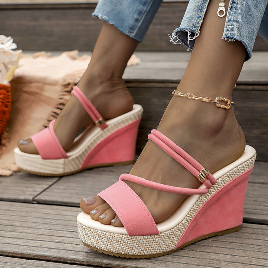 Fiorelle Women’s VelvetAir Ankle-Strap Platform Wedge Sandals – Breathable Suede Elegant Shoes (US 5–10.5)