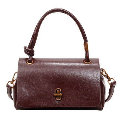 Fiorelle Women’s Lumière Mini Flap Bag – Glossy Waxed PU Leather, Metallic Lock Chain Shoulder & Crossbody Bag