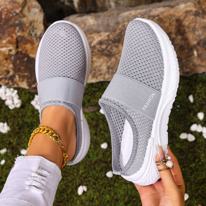 Fiorelle Women’s AirEase Knit Slip-On Mules – Breathable Mesh Casual Flats (US 5–10.5)