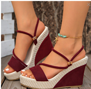 Fiorelle Women’s VelvetAir Ankle-Strap Platform Wedge Sandals – Breathable Suede Elegant Shoes (US 5–10.5)
